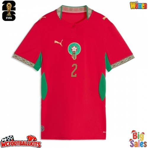 Morocco Achraf Hakimi #2 Replica Home Stadium Shirt for Women World Cup 2026 Short Sleeve